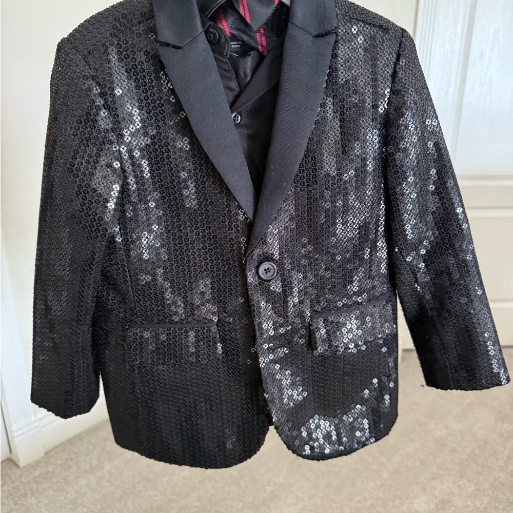 Black Sequin Boys' Blazer - Stylish Party Jacket